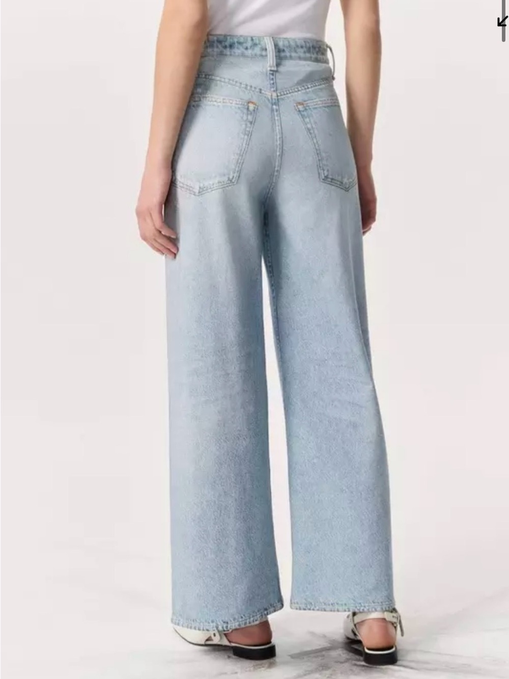 Rag & Bone rb Miramar Sofie Wide Leg Pants Jeans in Meadow Blue  size 32 Cotton